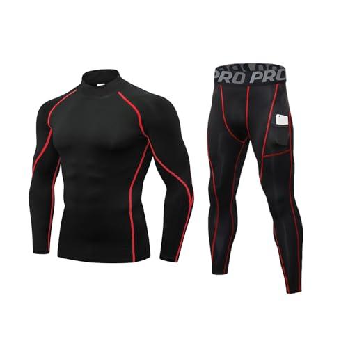 [LANBAOSI] スポーツインナー 上下セットメンズ ハイネック 防寒肌着 [吸汗速乾 発熱保温...