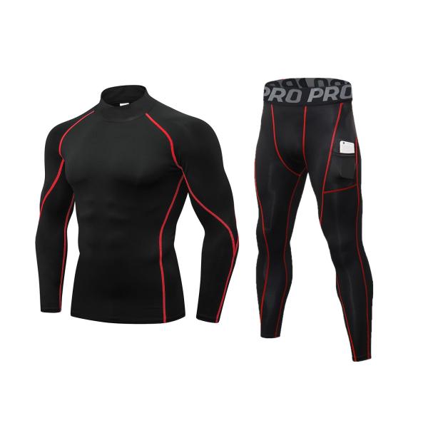 [LANBAOSI] スポーツインナー 上下セットメンズ ハイネック 防寒肌着 [吸汗速乾 発熱保温...