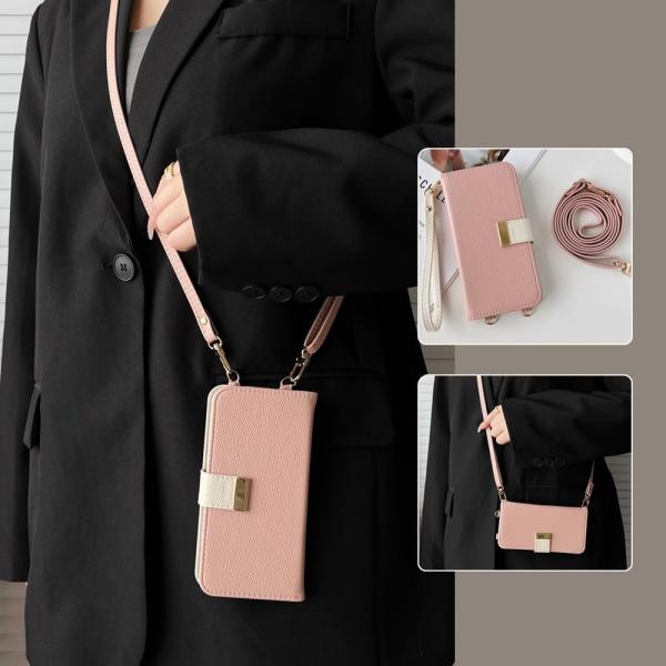 らくらくスマートフォン F-53E ケース 手帳型 おしゃれ ショルダー バイカラー F-53E ケ...