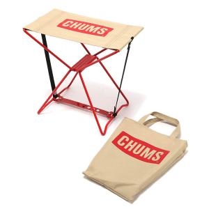 CHUMS チャムス ミニ フォーダブルスツール ベージュ CH62-1672 コンパクト チェア 椅子 キャンプ ロゴ 折りたたみ ポータブル アウトドア｜bandblife