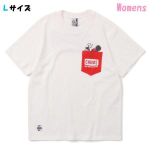 CHUMS チャムス ポケットTシャツ BBQ With Your CMS ホワイト ウィメンズLサイズ CH11-1988 レディース ジュニア キッズ ポケット バックプリント｜bandblife