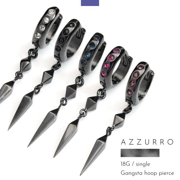 ピアス フープ ワンタッチ キャッチレス リング 中折れ ブラック チャーム 揺れる ジルコニア ア...