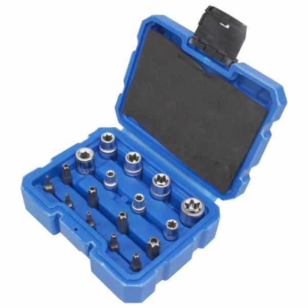 【送料無料】Ｅ型トルクスソケット/トルクスビット(いじり止め付き) セット 17個 9.5mm  6...