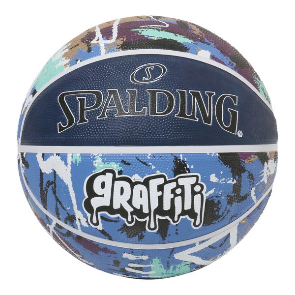 バスケットボール SPALDING ラバーボール グラフィティ ネイビー×ブルー 7号 外用