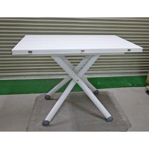 訳アリ 現品限り イタリア製 昇降 伸張式  白いテーブル Esprit ホワイト色 G ハイグロス塗装 リフティングテーブル  無段階調節｜banjo