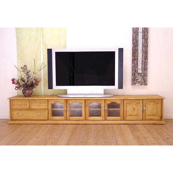 ワイド木製テレビボード 木の香りがする無垢パインテレビ台 幅240cm ltv-2400mbj クリ...