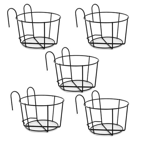 5個 プラントホルダー アイアン 吊り下げ 植木鉢 手すり バルコニー ベランダ プランターラック ...