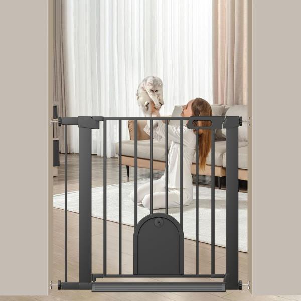DEARBB ベビーゲート ペットドア付き ペットゲート 高さ76cm 猫 犬 ゲート 猫 脱走防止...