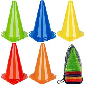 Jessfar カラーコーン 15本セット 8cm / 18cm / 23cm サッカー コーン ミニ 柔らかい PE製 耐久性優れ ミニコーン 練習｜晩田商店2
