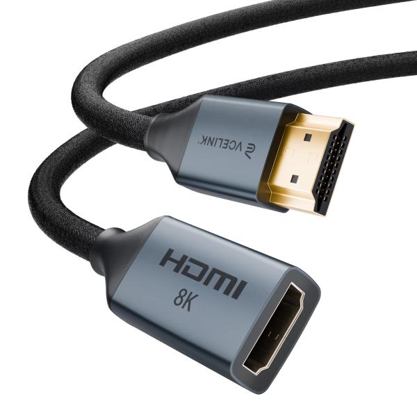 VCELINK 8K HDMI 延長ケーブル 短い HDMI 2.1オス-メス延長コード 48Gbp...