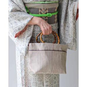 縞の竹手バッグ 日本製 ハンドバッグ 和装 着...の詳細画像1