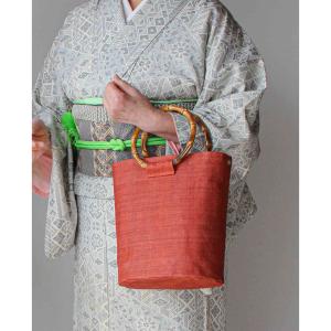 手織り麻竹手バッグ バンブーハンドル 浴衣 和...の詳細画像4
