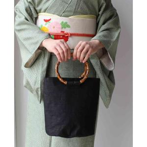 手織り麻竹手バッグ バンブーハンドル 浴衣 和...の詳細画像3