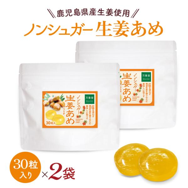 【お得な2袋セット】シュガーレス 生姜飴 30粒入2袋 しょうが キャンディー お菓子 ノンシュガー