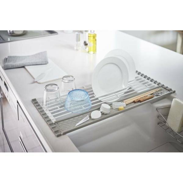 折り畳み水切り プレート シリコーントレー付き Ｌ ホワイト 山崎実業 おしゃれ 便利 キッチン 台...