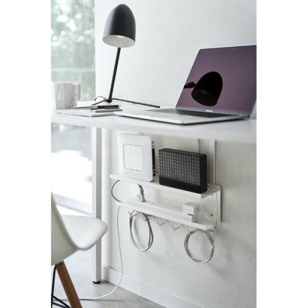 デスク下 ケーブル＆ルーター収納ラック スマート smart 山崎実業 便利 線 タップ 浮かせる ...