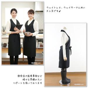 エプロン おしゃれ ワンピース 無地 黒 ネイ...の詳細画像1
