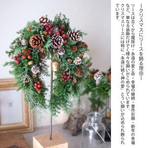 クリスマスリース 玄関 壁飾り 生花 フレッシ...の詳細画像2