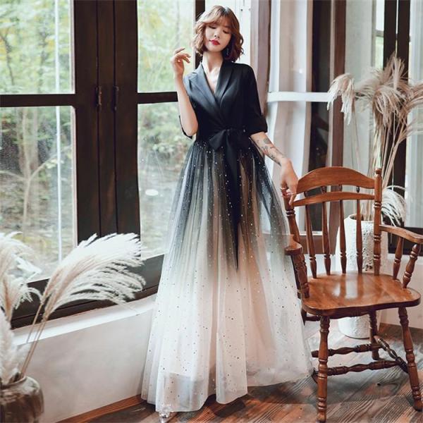 ロングドレス 演奏会 パーティードレス ドレス レディース 結婚式 ドレス ワンピース グラデーショ...