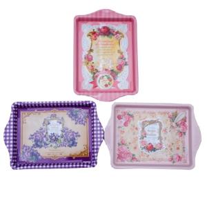 ミニトレー ブリキ製 アンティーク調 ラベル柄 おしゃれ