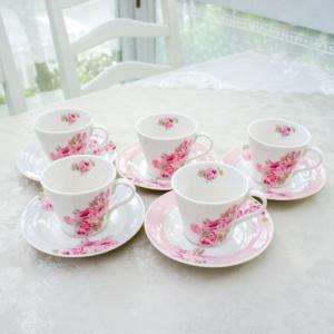 カップ＆ソーサー 5客セット ローラアシュレイ Laura Ashley 薔薇 花柄 ローズ シンプル ギフト