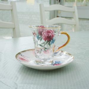 ガラス製カップ＆ソーサー ピオニー 花柄 エレガント
