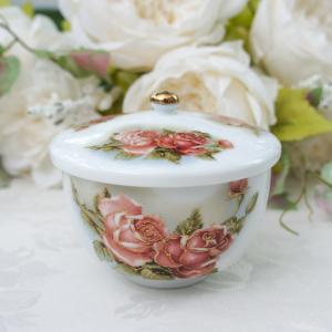 キャニスター アニバーサリーローズ 蓋付き小物入れ 日本製 薔薇 花柄