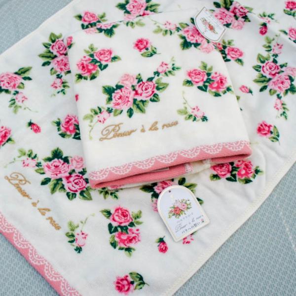 フェイスタオル おしゃれ パンセアラローズ 花柄 薔薇 ローズ スイートローズ 1枚 メール便対応 ...