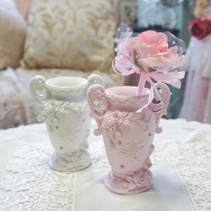 ローズレリーフ　ペンスタンド　ピンク・ホワイト　ローズ　ラインストーン　キラキラ　薔薇　薔薇とレースと天使のお店　