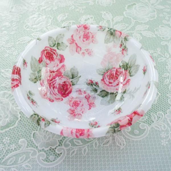 洗面器 バスボウル 直径約24cm アクリル ルーシー 薔薇 ローズ おしゃれ 花柄 ラメ バスグッ...