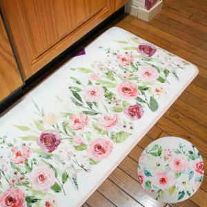 キッチンマット ローズ 薔薇型 バラ柄 室内用 玄関マット フロアマット