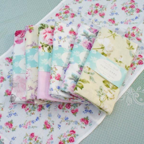 フェイスタオル おしゃれ ガーゼ 花柄 薔薇 ローズ やわ肌 ルーシー ローラ カルシア シャンテ ...