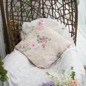 ローズクッションカバー 45×45cm 1枚 イエロー 薔薇 花柄 正方形