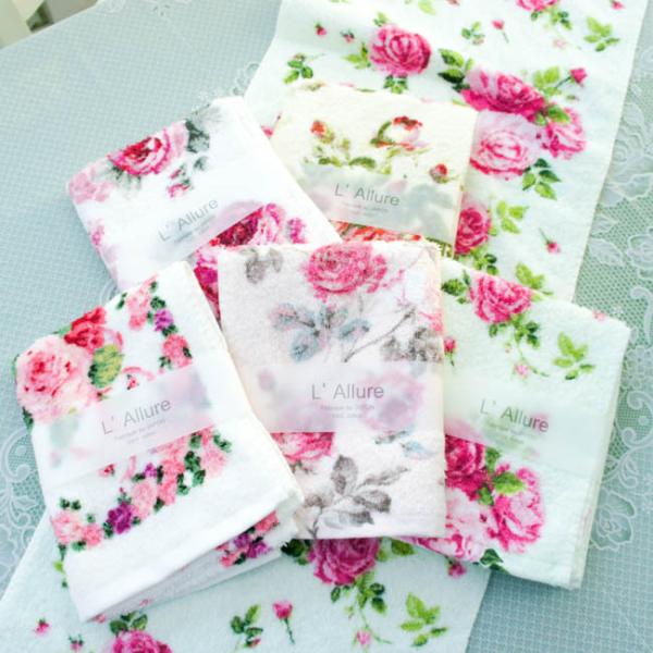 フェイスタオル 日本製 おしゃれ 甘撚りパイル ローズ 薔薇 ソワール ローズヴィーナス テイラー ...
