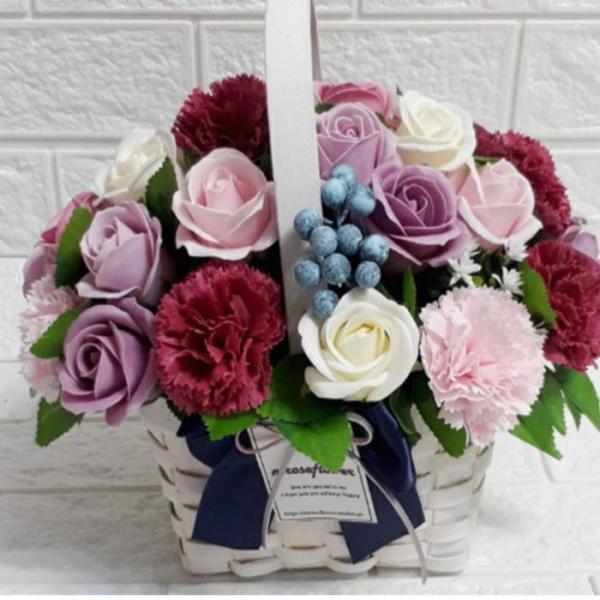 ソープフラワー 花かご 薔薇 30本 はなかご バスケット ギフトフォーユー