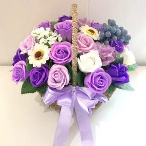ソープフラワー 花かご 薔薇  34本 はなかご バスケット ギフトフォーユー｜GIFTFOR YOU ギフトフォーユー