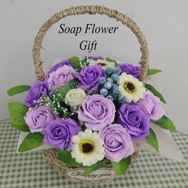 ソープフラワー 花かご 薔薇  はなかご バスケット ギフトフォーユー