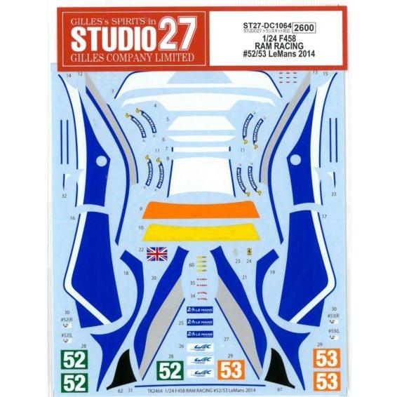 1/24 F458 RAM RACING　 #52/53 LeMans 2014  ST27TRAN...