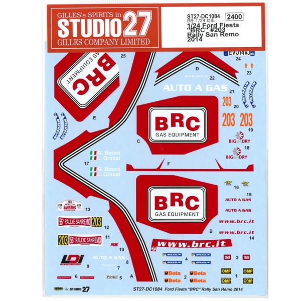 1/24 Ford Fiesta "BRC"#203 Rally San Remo 2014  BE...