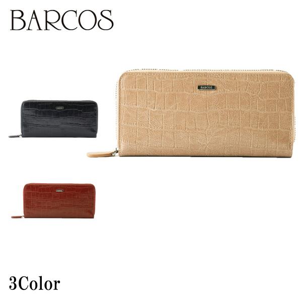 BARCOS クロコダイル型押しシャイニングレザーウォレット レディース 全3色 ONESIZE バ...