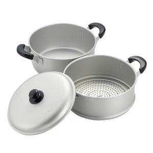 ② 33cm 2段 せいろ 蒸し器 餅つき 味噌作りアルミ パール金属 アルミ2段蒸し器 30cm ニューセレット ガス火専用 もち米2