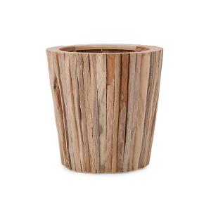 植木鉢 鉢カバー ナチュラルウッド チークウッド キューブ M45