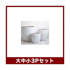植木鉢　陶器鉢　ルッカ　PR6　白マット　3点セット