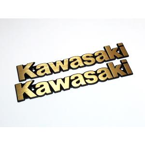 割れ無! Kawasaki 純正エンブレム左右 タンクエンブレム ゴールド 金