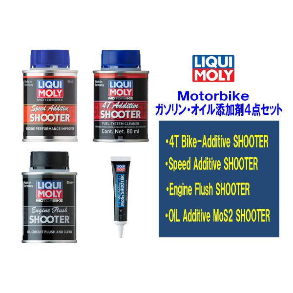 リキモリ LIQUI MORY バイク用 ガソリン オイル 添加剤４点セット ワンショットボトル