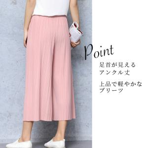 フリーサイズ シフォンプリーツパンツ ワイドプ...の詳細画像1