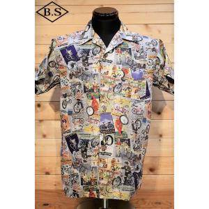 フェローズ 半袖シャツ PHERROW’S 21S-PIS1 プリント オープンカラーシャツ ライト...