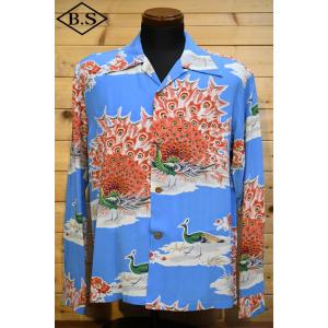 anc サンサーフ SUN SURF 長袖シャツ S 白 紺 フランネル アロハシャツ