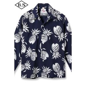 サンサーフ SUN SURF 長袖アロハシャツ DK26793 DUKE KAHANAMOKU SPECIAL EDITION “DUKE'S PINEAPPLE” (LONG SLEEVE) NAVY