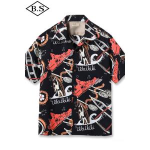 サンサーフ SUN SURF 半袖シャツ アロハシャツ Lot No. SS39741 / KEONI OF HAWAII “WAIKIKI SAND” by JOHN MEIGS / BLACK